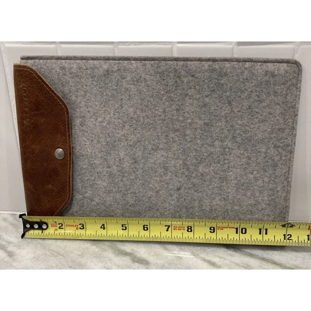 Graf & Lantz Real Leather Wool Tablet Slip Over Case Snap Close Business Career